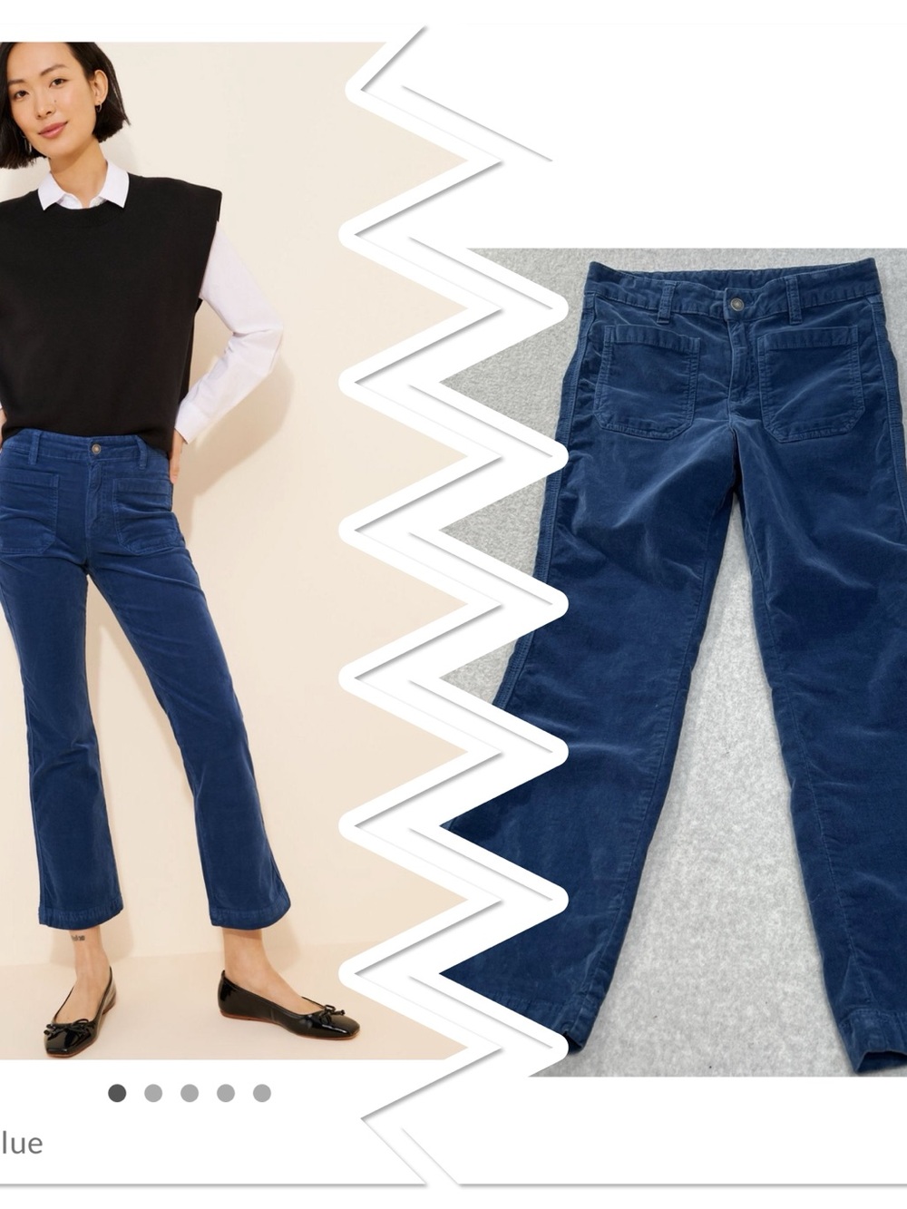Free People WOMENS SIZE 6 High Time Velvet Kick Flare Pants Blue Patch Pockets